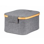 Tárolódoboz G21 24 x 30 x 15 cm, bambusz fedéllel, szürke