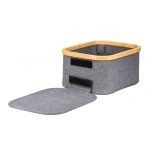 Tárolódoboz G21 24 x 30 x 15 cm, bambusz fedéllel, szürke