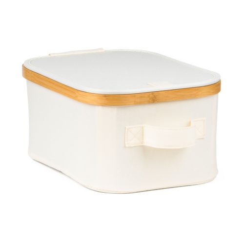 Tárolódoboz G21 24 x 30 x 15 cm, bambusz fedéllel, bézs
