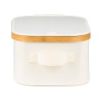 Tárolódoboz G21 24 x 30 x 15 cm, bambusz fedéllel, bézs