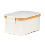 Tárolódoboz G21 24 x 30 x 15 cm, bambusz fedéllel, bézs