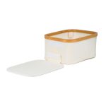 Tárolódoboz G21 24 x 30 x 15 cm, bambusz fedéllel, bézs