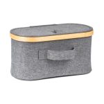 Tárolódoboz G21 30 x 15 x 15 cm, bambusz fedéllel, szürke