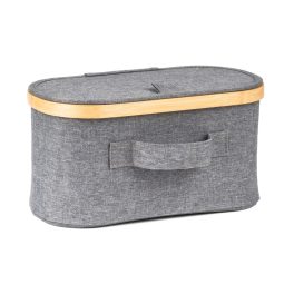   Tárolódoboz G21 30 x 15 x 15 cm, bambusz fedéllel, szürke