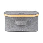 Tárolódoboz G21 30 x 15 x 15 cm, bambusz fedéllel, szürke