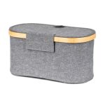 Tárolódoboz G21 30 x 15 x 15 cm, bambusz fedéllel, szürke