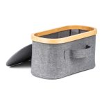 Tárolódoboz G21 30 x 15 x 15 cm, bambusz fedéllel, szürke