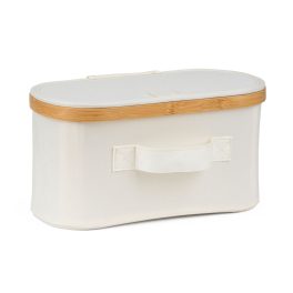 Tárolódoboz G21 30 x 15 x 15 cm, bambusz fedéllel, bézs
