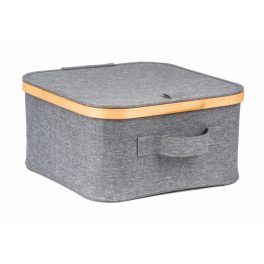   Tárolódoboz G21 30 x 30 x 15 cm, bambusz fedéllel, szürke