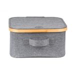 Tárolódoboz G21 30 x 30 x 15 cm, bambusz fedéllel, szürke