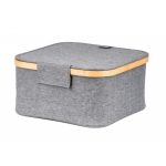 Tárolódoboz G21 30 x 30 x 15 cm, bambusz fedéllel, szürke