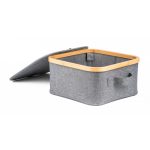 Tárolódoboz G21 30 x 30 x 15 cm, bambusz fedéllel, szürke