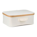 Tárolódoboz G21 40 x 30 x 15 cm, bambusz fedéllel, bézs