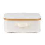 Tárolódoboz G21 40 x 30 x 15 cm, bambusz fedéllel, bézs