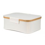 Tárolódoboz G21 40 x 30 x 15 cm, bambusz fedéllel, bézs