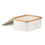 Tárolódoboz G21 40 x 30 x 15 cm, bambusz fedéllel, bézs