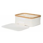 Tárolódoboz G21 40 x 30 x 15 cm, bambusz fedéllel, bézs