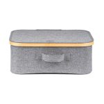 Tárolódoboz G21 40 x 30 x 15 cm, bambusz, fedéllel, szürke