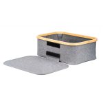 Tárolódoboz G21 40 x 30 x 15 cm, bambusz, fedéllel, szürke