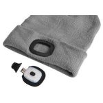 Sixtol sapka LED-es fejlámpával, újratölthető világosszürke