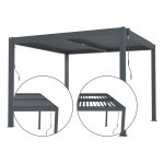 Bioklimatikus pergola G21 Austin 3×3 m, antracit színű alumínium