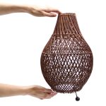 Rattan Asztali Lámpa - Sötétbarna - EU csatlakozó