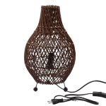Rattan Asztali Lámpa - Sötétbarna - EU csatlakozó