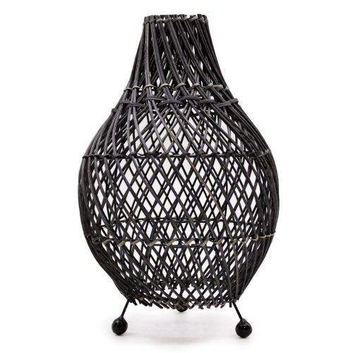 Rattan Asztali Lámpa - Fekete - EU csatlakozó