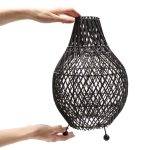 Rattan Asztali Lámpa - Fekete - EU csatlakozó