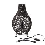 Rattan Asztali Lámpa - Fekete - EU csatlakozó