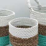 Tengerifű Fonott Kosár Együttes - Zöld/Natúr/Fehér