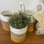 Tengerifű Fonott Kosár Együttes - Narancsszínű/Natúr/Fehér