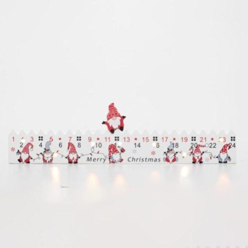 Home KLW25 LED-es adventi naptár, 7db LED világítás, fa alapanyag, elemes tápellátás, beltéri kivitel