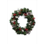 HOME KMK45LED LED-es műkoszorú, 45 cm, 35 db melegfehér LED, 8 programos, időzítés, 2D tűlevél, elemes tápellátás, beltéri kivitel