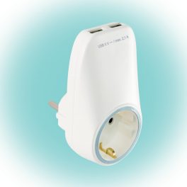   Home NV 2100 USB hálózati aljzat USB töltőaljzatokkal, 2xUSB töltőaljzat 5V/max.2,1A, földelt hálózati aljzat gyermekvédő zsaluval