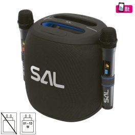   SAL PARCUBE boombox, 100 W, 2db vezeték nélküli mikrofon, 5db hangszóró, LED fényeffekt, IPX5 védelem, Bluetooth