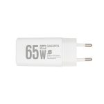 HOME SA65PPS USB hálózati szupergyors töltő, 65Watt, 2in1: USB-A + USB-C aljzat, QC + PD + PPS gyorstöltés, GaN technológia