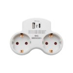 HOME TPF2USBC USBC hálózati töltő, 2.1A, max. 3680 W, 2 db földelt hálózati aljzat gyermekvédő zsaluval