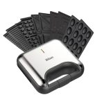 Zilan ZLN3932 5 in 1 szendvicssütő,  800 W, LED visszajelző, 5 cserélhető sütőlap, fekete-ezüst kivitel
