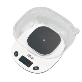   Zilan ZLN7880 tálas konyhai mérleg, max. 5kg, 1000 ml-es tál, LCD kijelző, elemes tápellátás