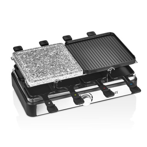 Zilan ZLN8863 raclette grill, 1500 W, 2 az 1-ben, alumínium sütőlap, tapadásmentes bevonat, hőfokszabályozó, kiegészítők