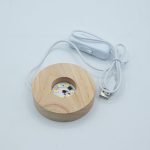 8cm Kerek fa LED alátét - Hideg/meleg