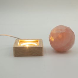 6cm Négyzetes fa LED alátét- Hideg/meleg