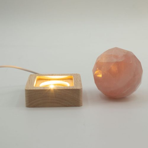 6cm Négyzetes fa LED alátét- Hideg/meleg