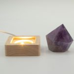 6cm Négyzetes fa LED alátét- Hideg/meleg