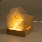 8cm Négyzetes fa LED alátét- Hideg/meleg