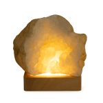 8cm Négyzetes fa LED alátét- Hideg/meleg