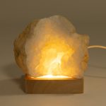 8cm Négyzetes fa LED alátét- Hideg/meleg