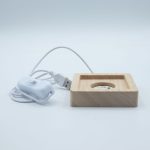 8cm Négyzetes fa LED alátét- Hideg/meleg