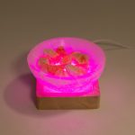 8cm Négyzetes fa LED alátét- Vegyes színek
